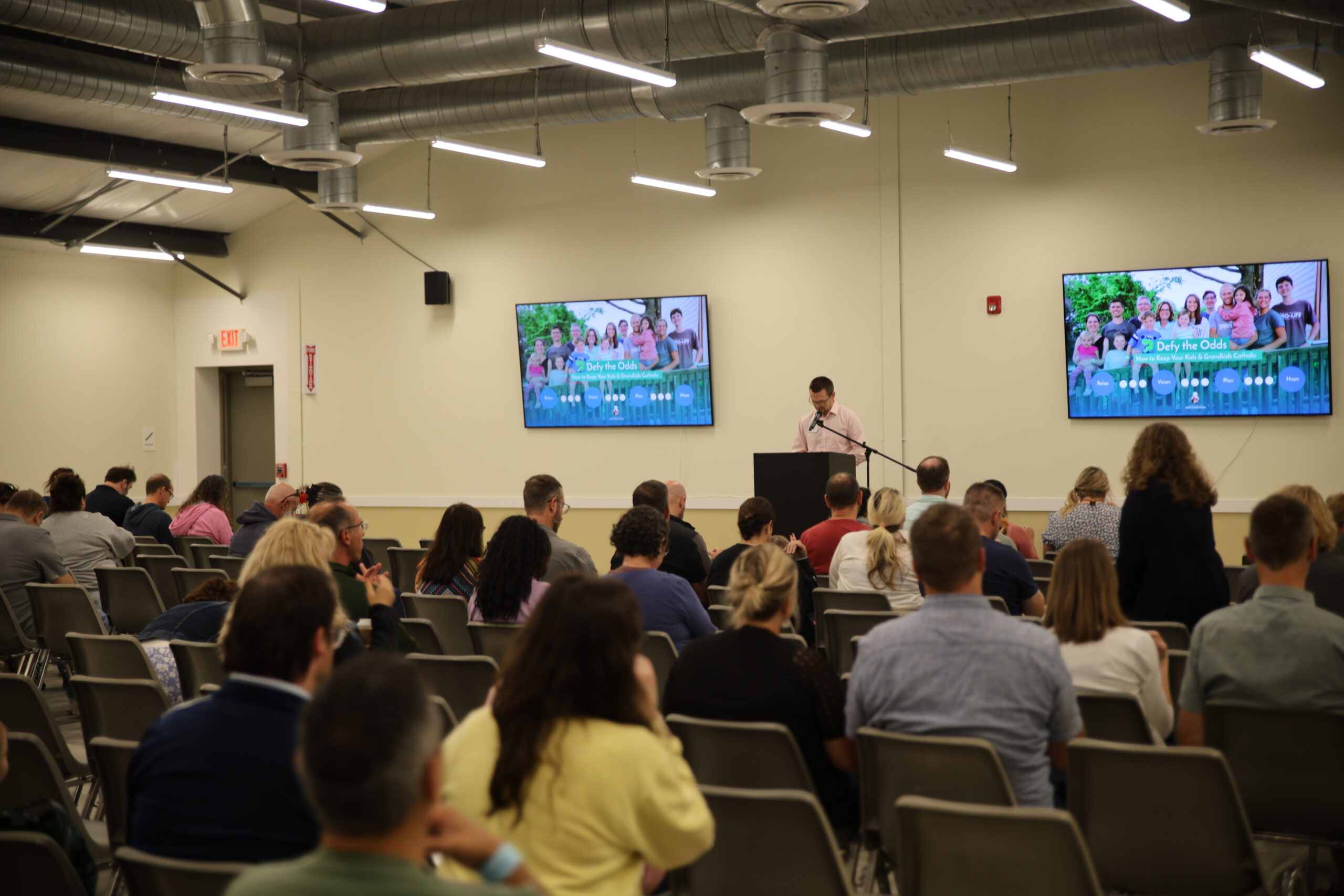Photo of Monday morning talk in Upper Room